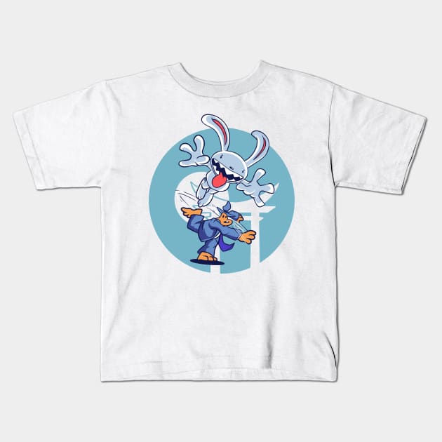 Sam And Max Retro Japanese Kids T-Shirt by thelazyshibaai